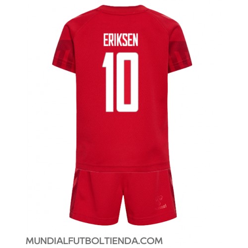 Camiseta Dinamarca Christian Eriksen #10 Primera Equipación Replica Mundial 2022 para niños mangas cortas (+ Pantalones cortos)